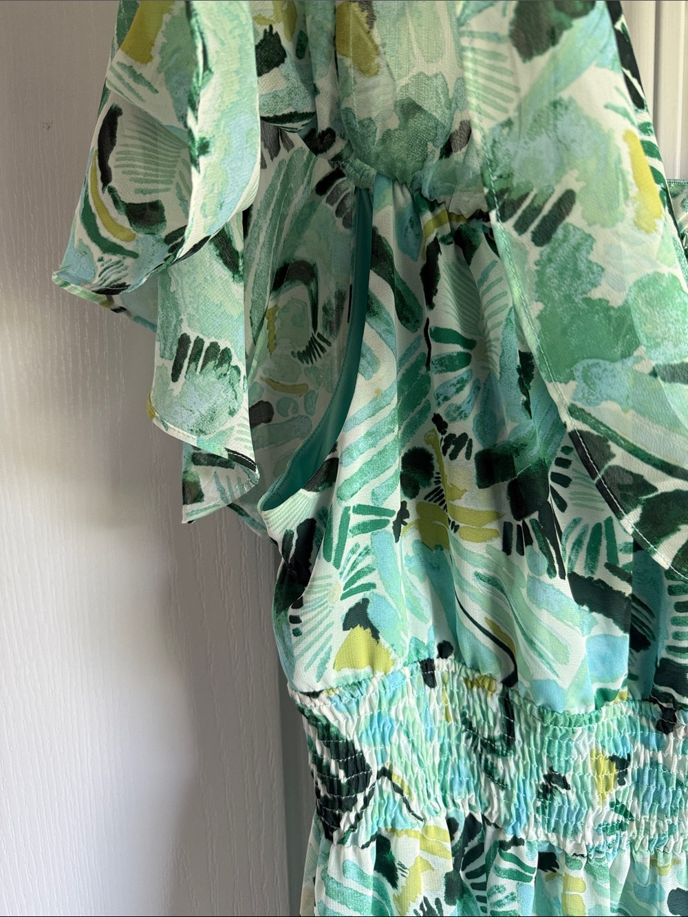 Rabbit Rabbit Rabbit Mint Green Tropical Off-Shoulder Maxi Dress - Picture 3 of 6
